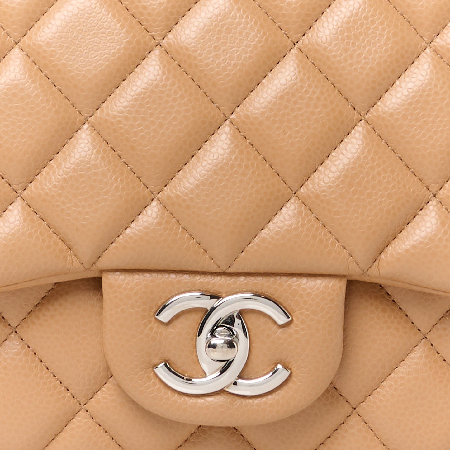 Caviar Quilted Maxi Double Flap Dark Beige