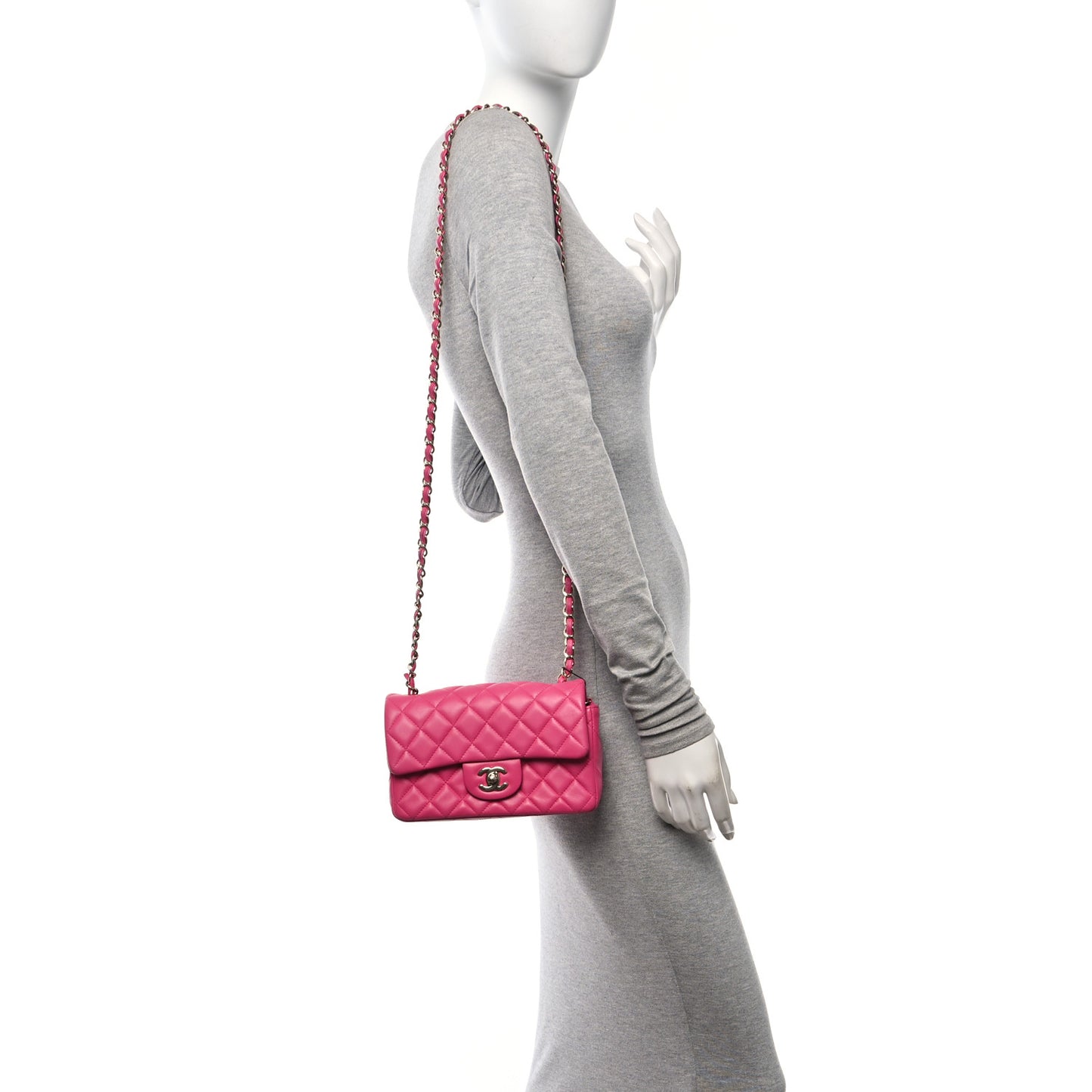 Lambskin Quilted Mini Rectangular Flap Pink