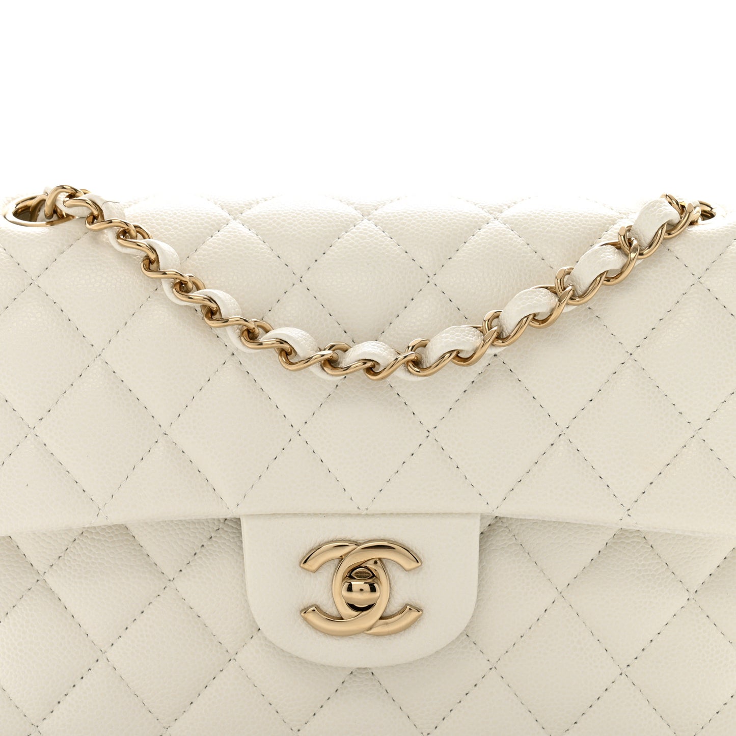 Caviar Quilted Small Double Flap White
