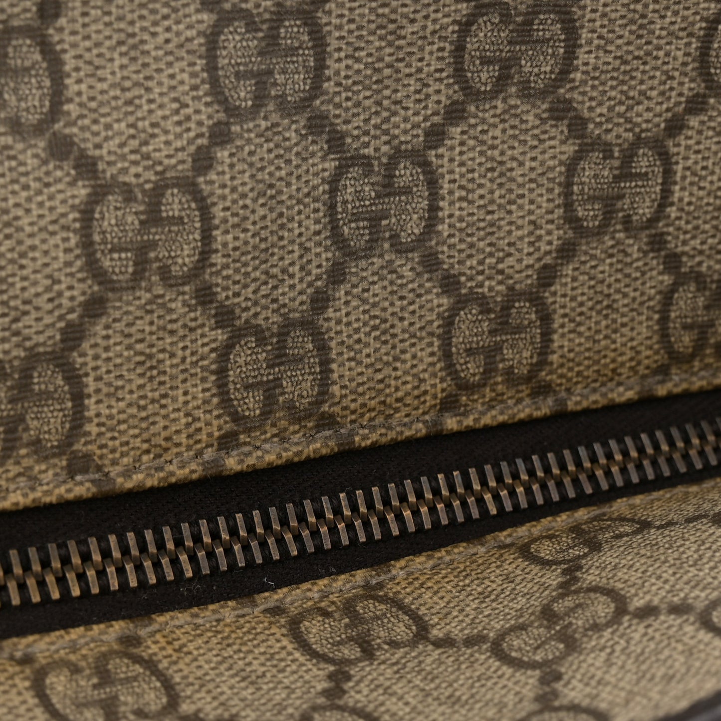 GG Supreme Monogram Large Zippered Shopping Tote Brown