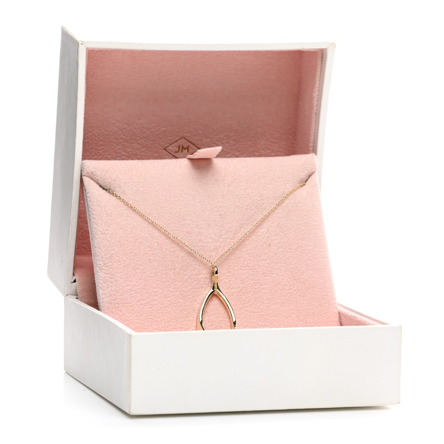 18K Yellow Gold Wishbone Pendant Necklace