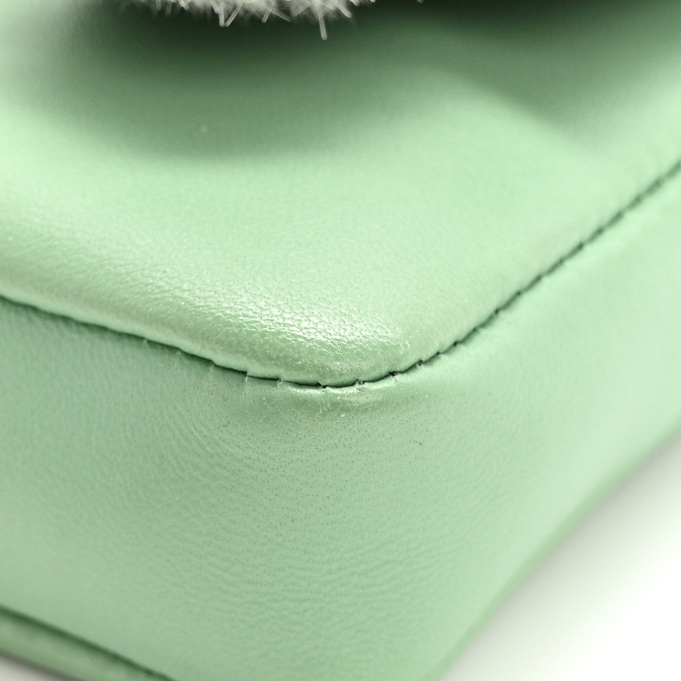 Nappa Rabbit Fox Fur Micro Buggie Baguette Verde Acqua