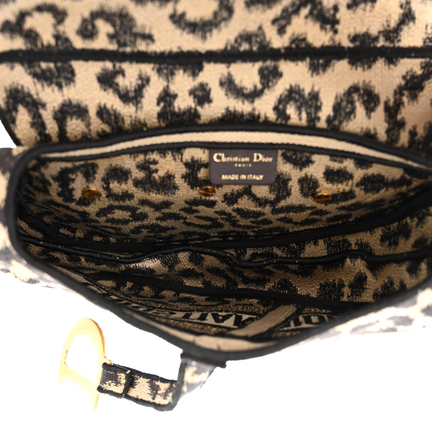 Canvas Mizza Embroidered Saddle Bag Beige Multicolor