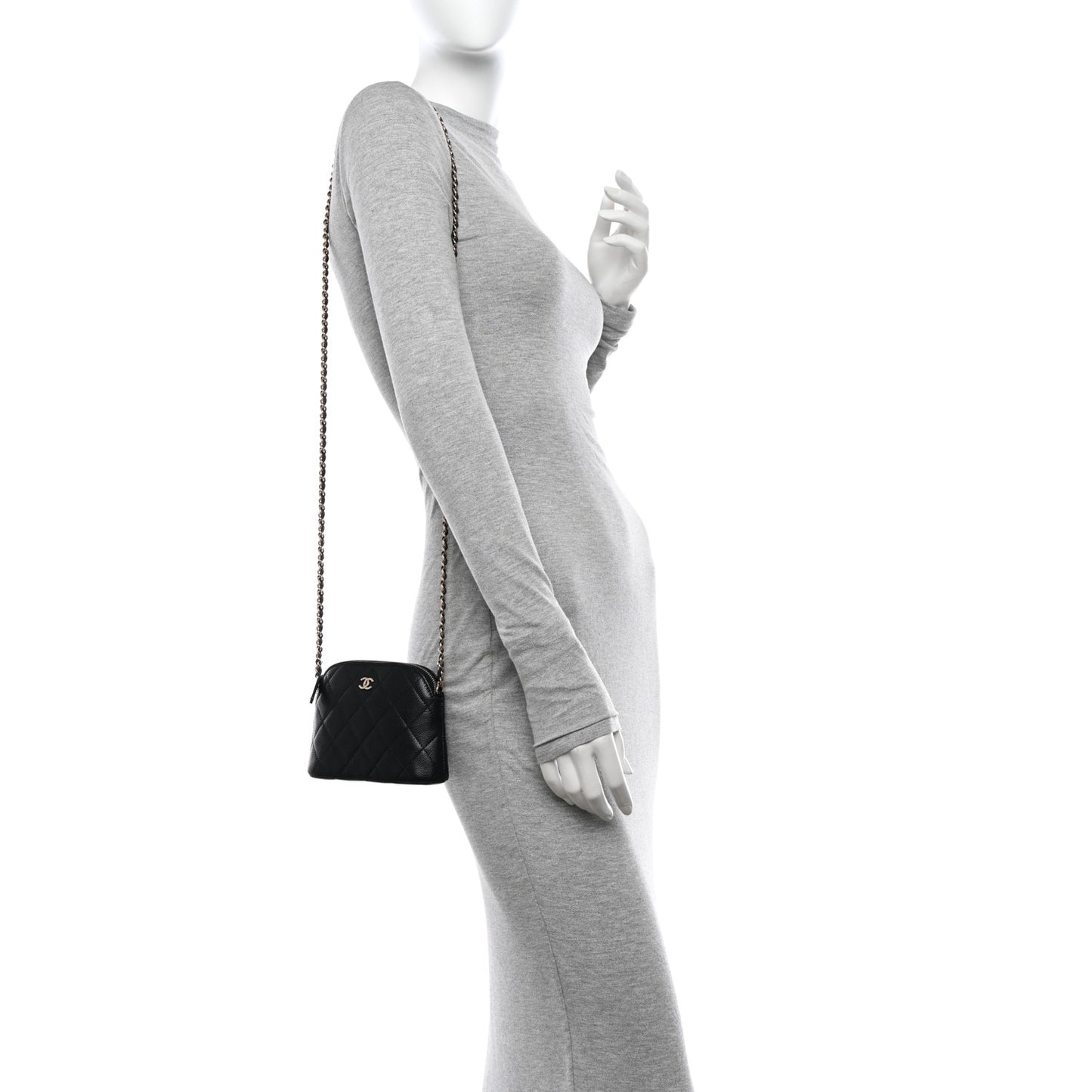 Caviar Quilted Classic Clutch With Chain Black