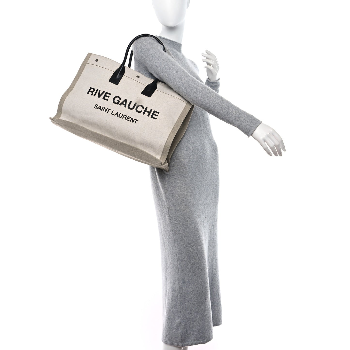 Linen Calfskin Rive Gauche Tote Optic White