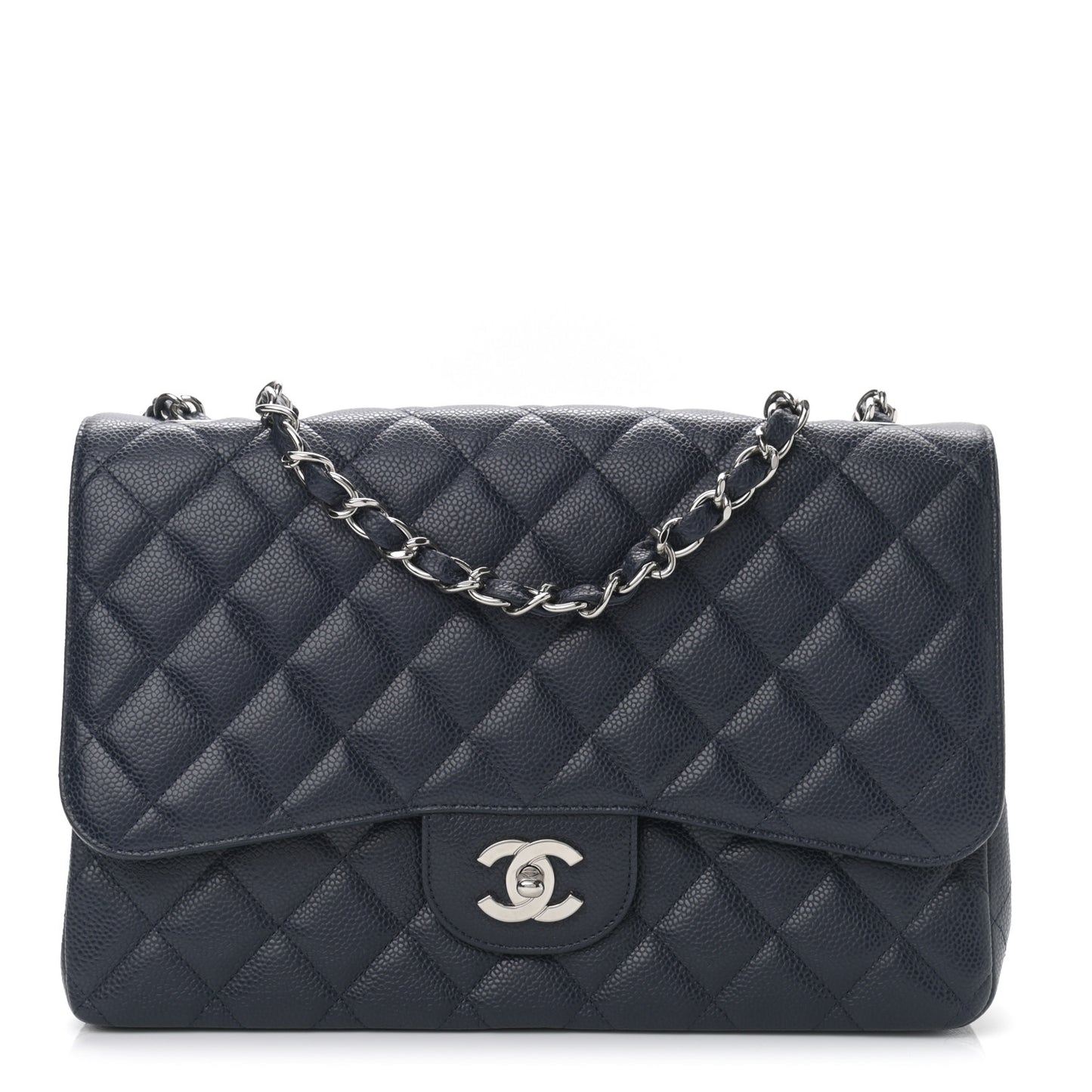 Caviar Quilted Jumbo Single Flap Navy