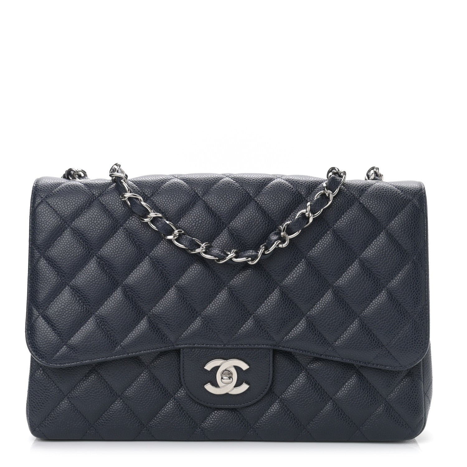 Chanel Caviar Quilted Jumbo Single Flap Navy 1 of 10