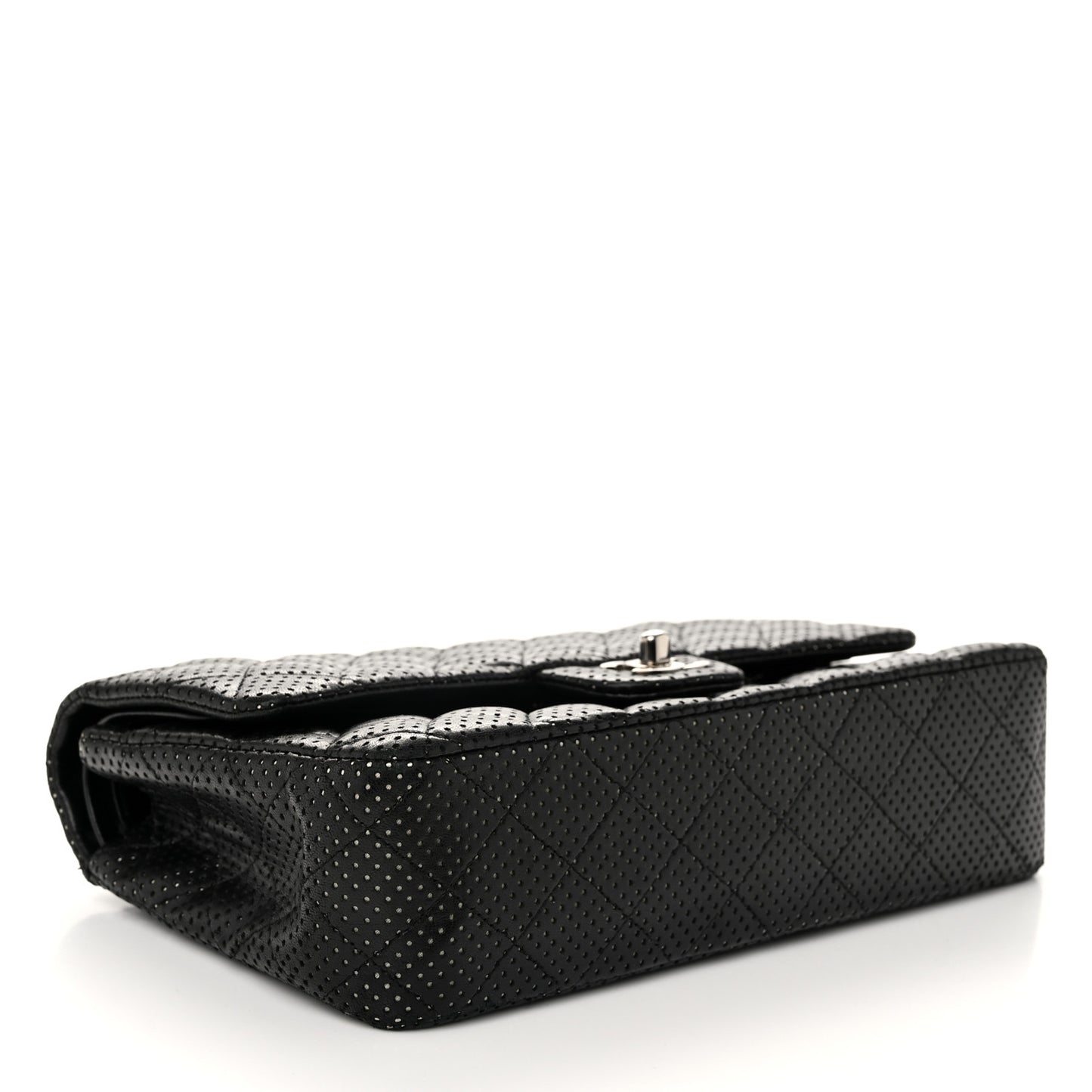 Lambskin Perforated Medium Double Flap Black