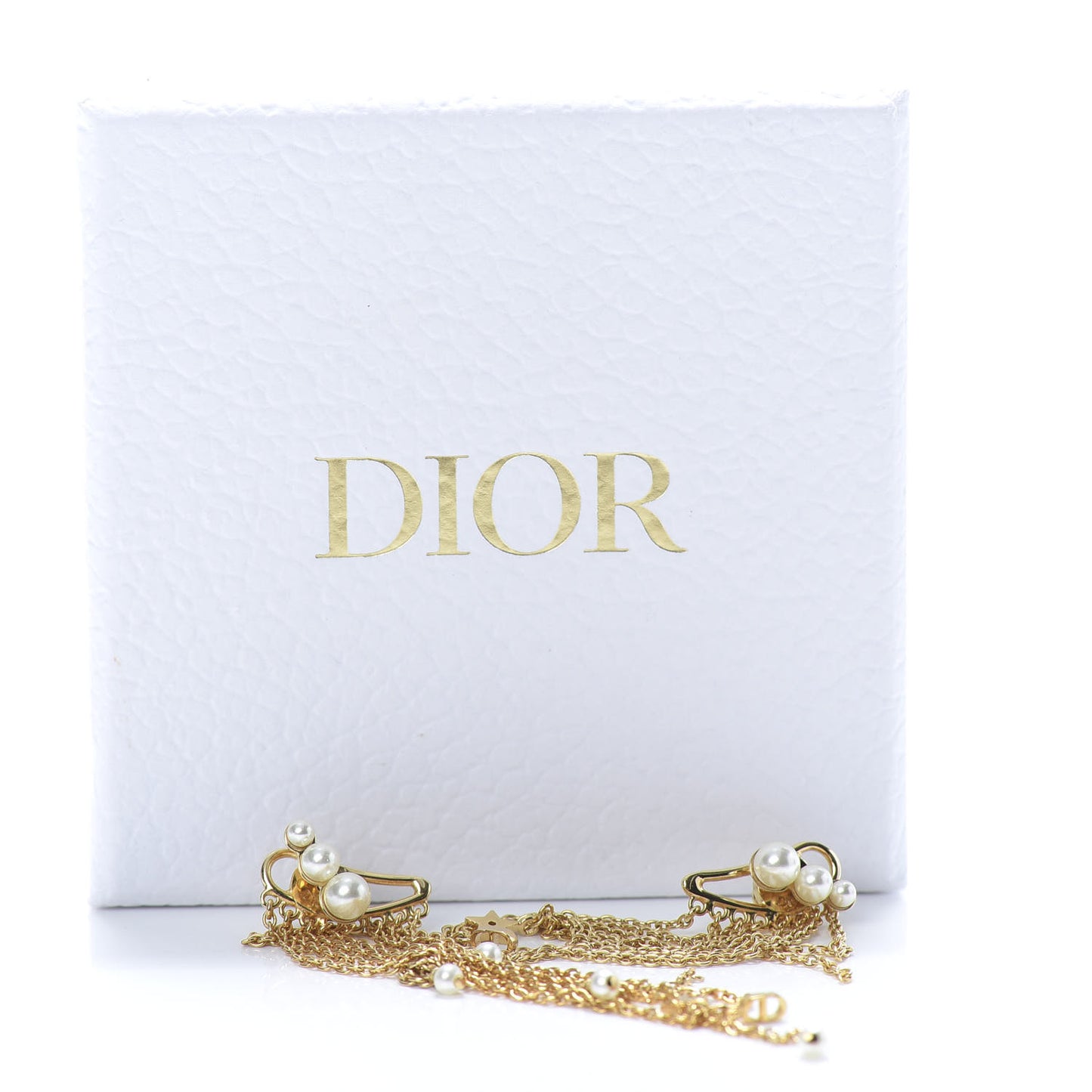 Pearl Dangle Chain Earrings Gold
