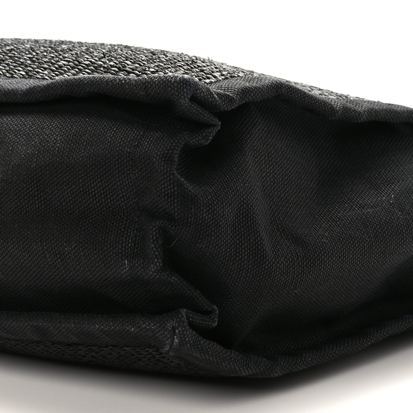 Raffia Linen Calfskin Rive Gauche Tote Black