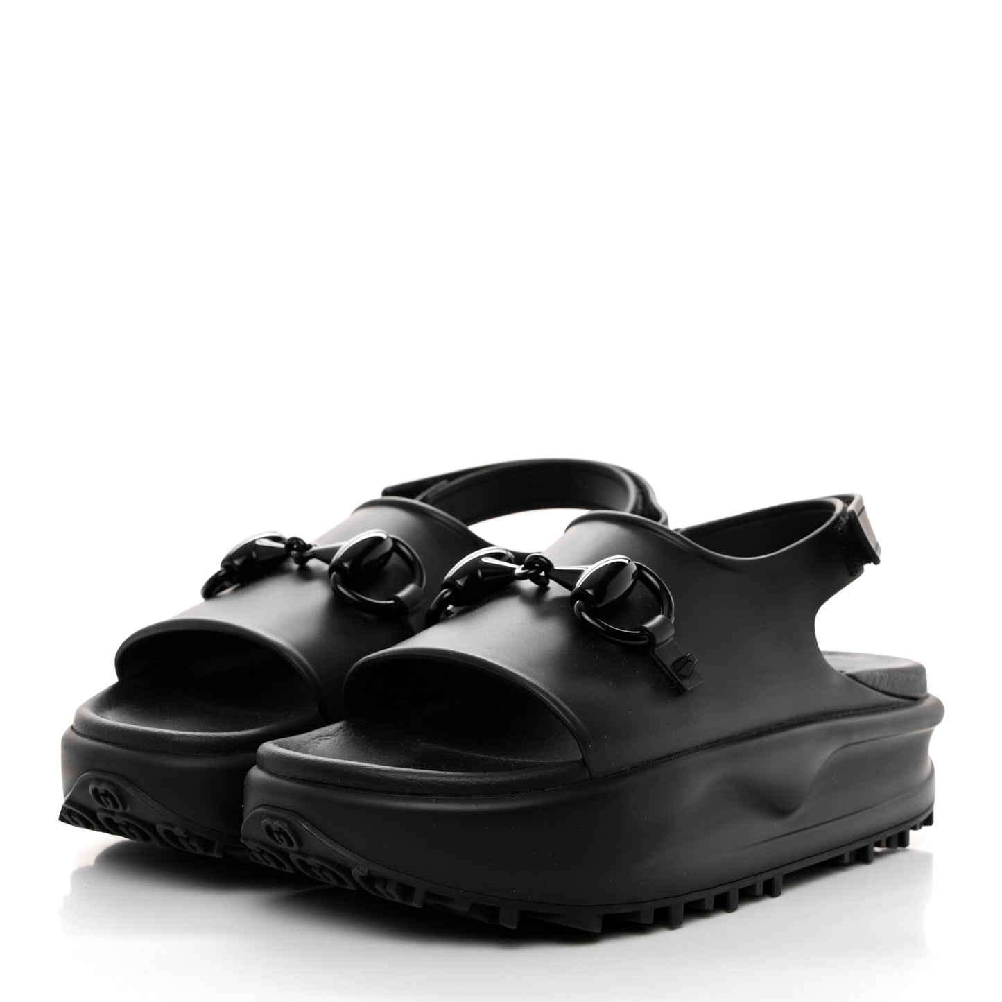 Soft Rubber Horsebit Touch Womens Strapped Sandals 40 Black