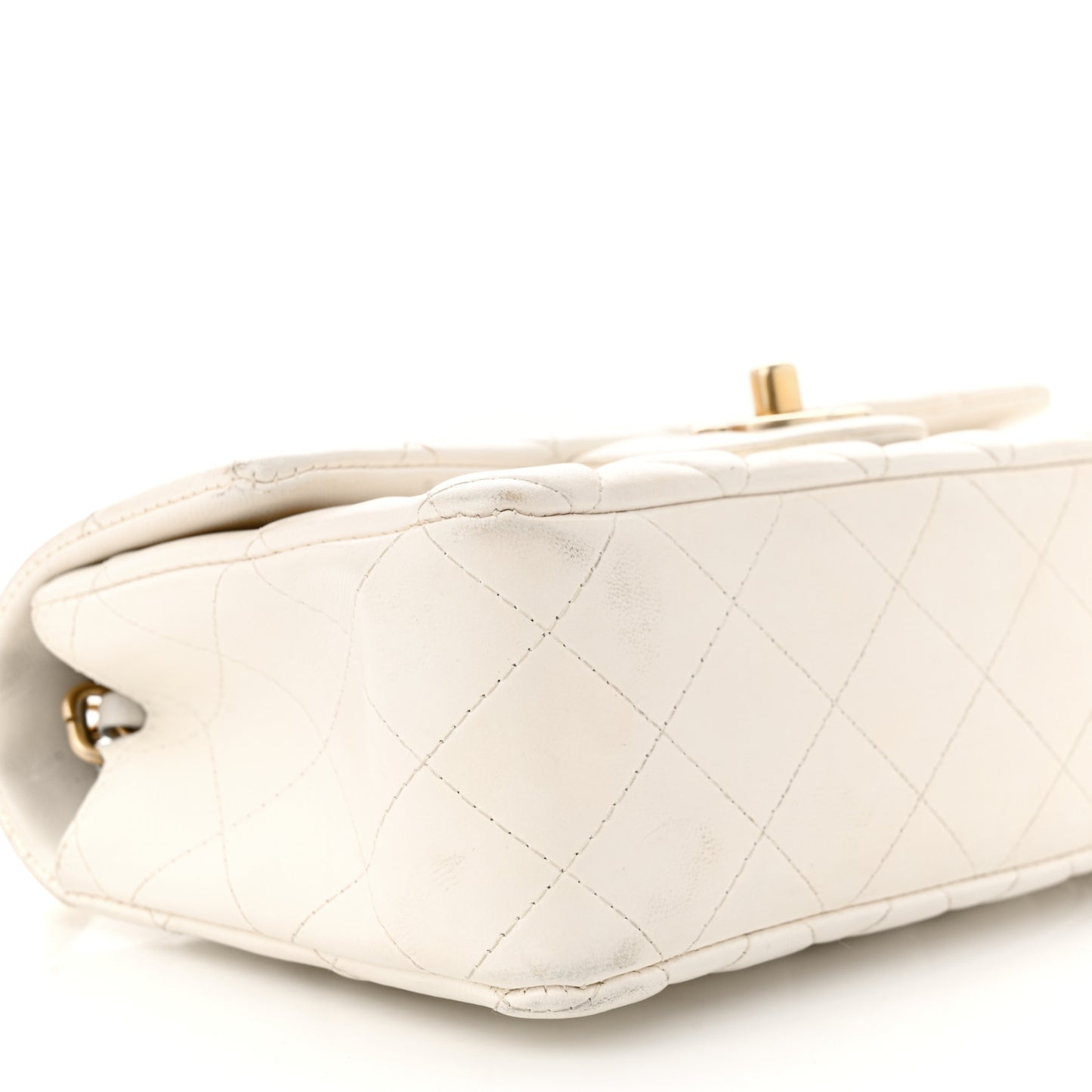 Lambskin Quilted Mini Rectangular Flap White