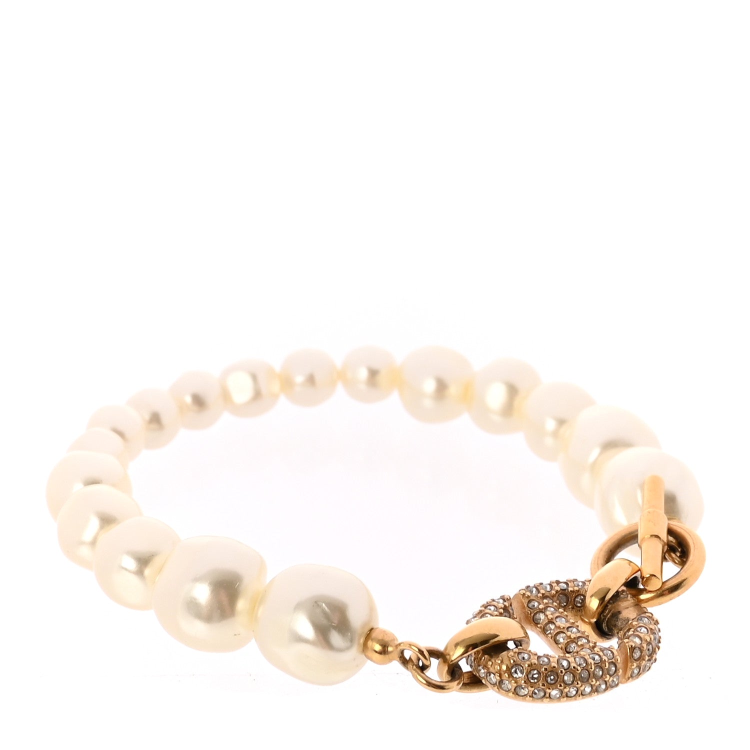 CHRISTIAN DIOR 30 MONTAIGNE ブレスレット ロゴ　真珠 Christian Dior Pearl Crystal 30 Montaigne Bracelet Gold 1906555