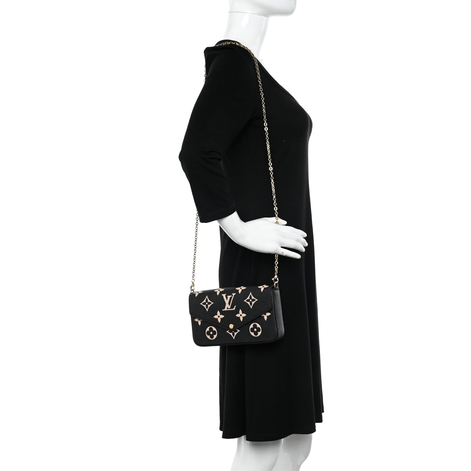 Louis Vuitton Empreinte Monogram Giant Felicie Pochette Black Beige 2 of 9