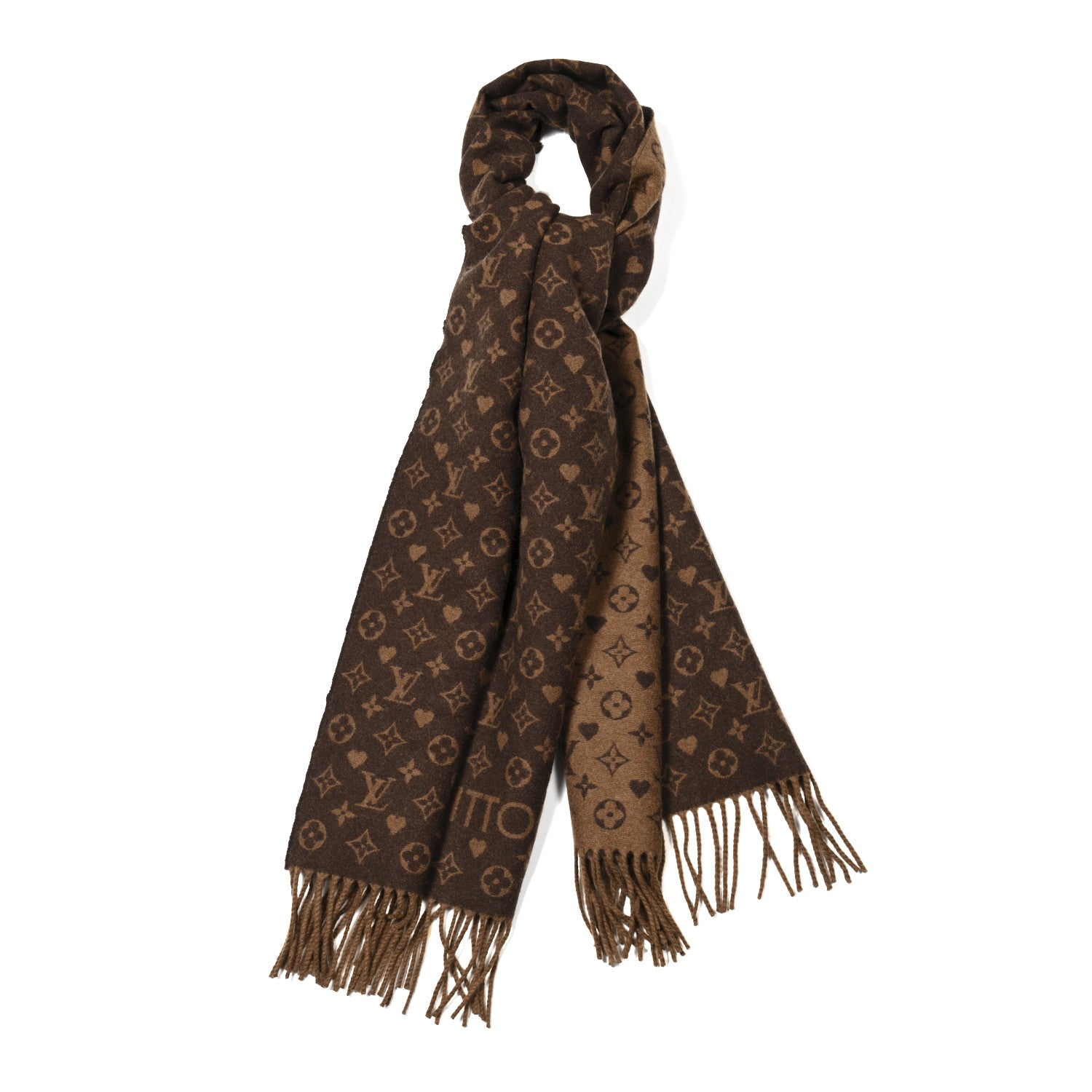 Louis Vuitton Cashmere Monogram Game On Scarf Brown 1753856
