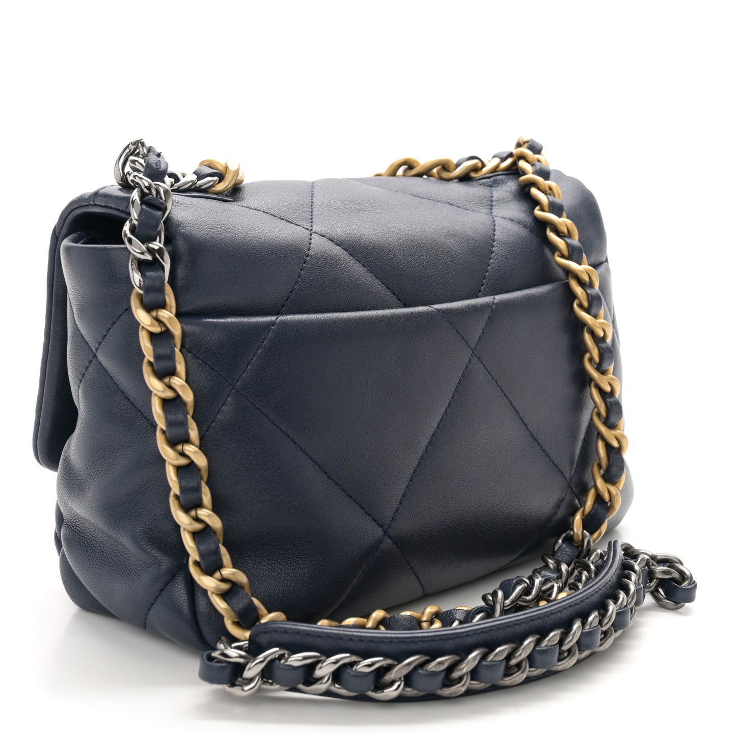 Lambskin Quilted Medium Chanel 19 Flap Navy Blue
