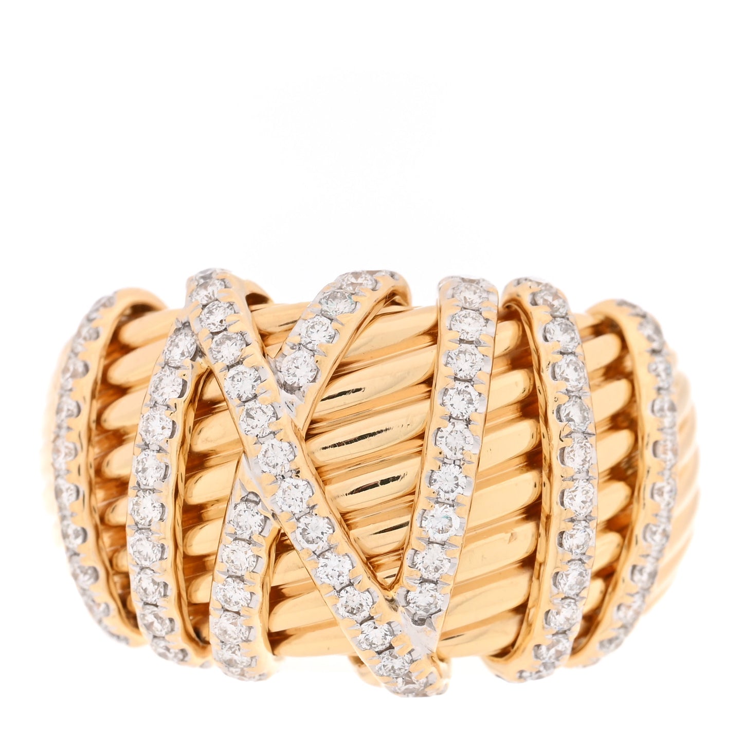 18K Yellow Gold Diamond 15mm Helena Ring 55 7.25