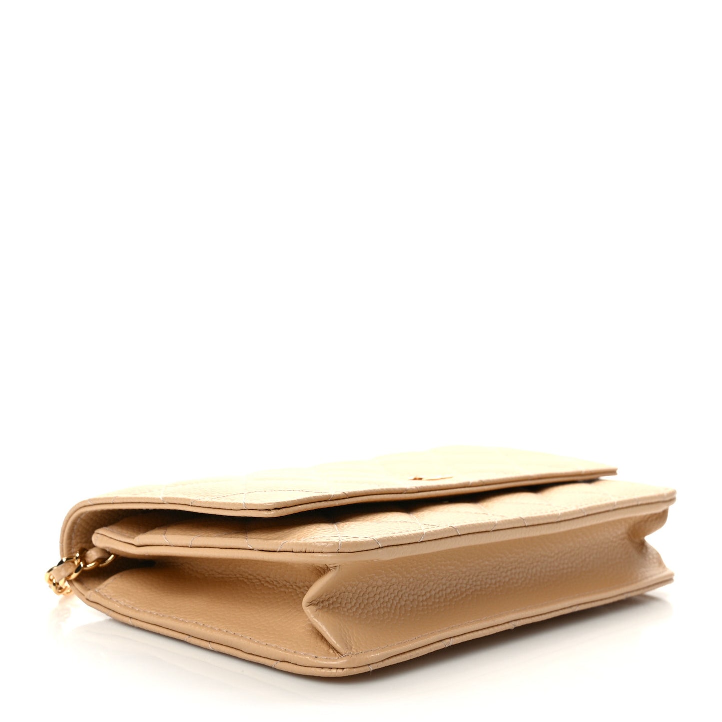 Caviar Quilted Wallet On Chain WOC Beige