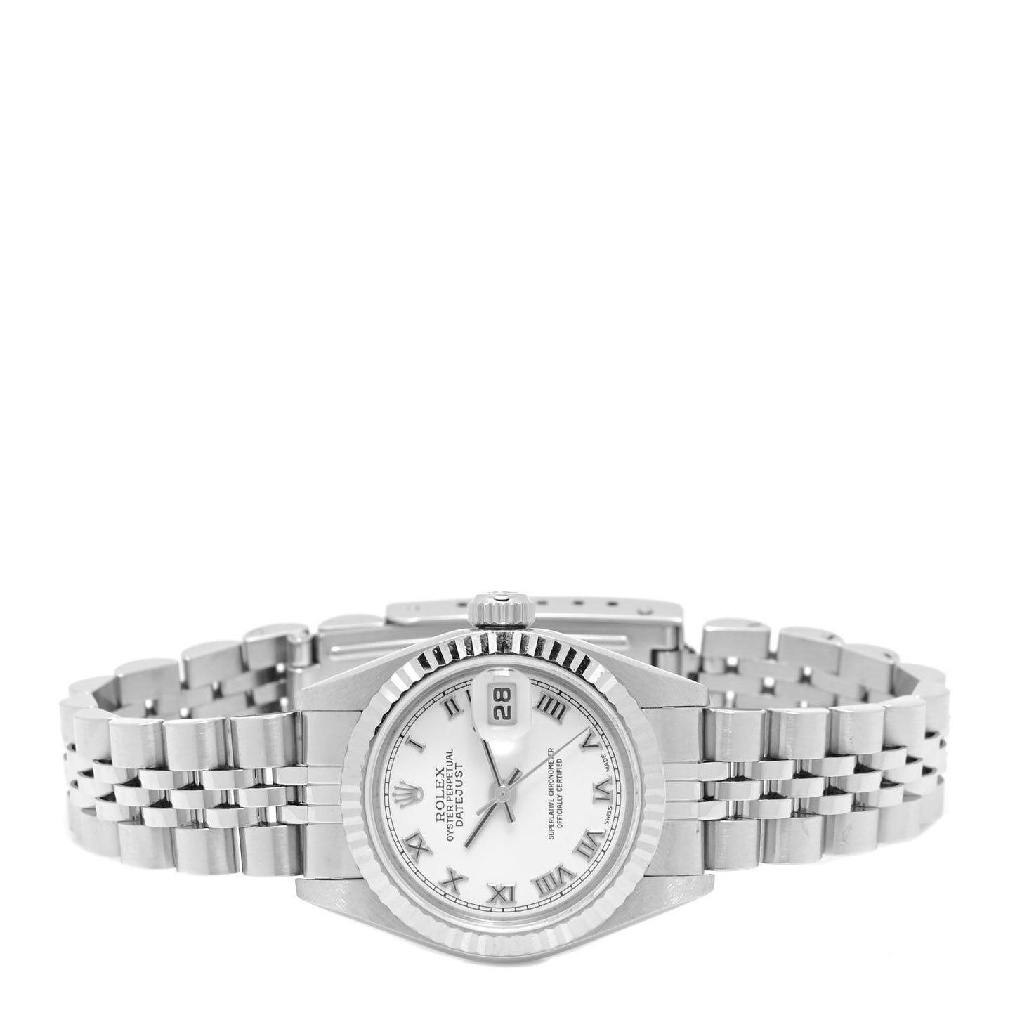 Stainless Steel 18K White Gold 26mm Oyster Perpetual Datejust Watch White Roman 79174