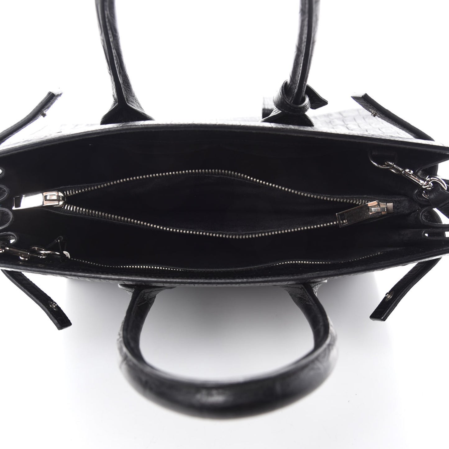 Calfskin Crocodile Embossed Small Sac De Jour Black