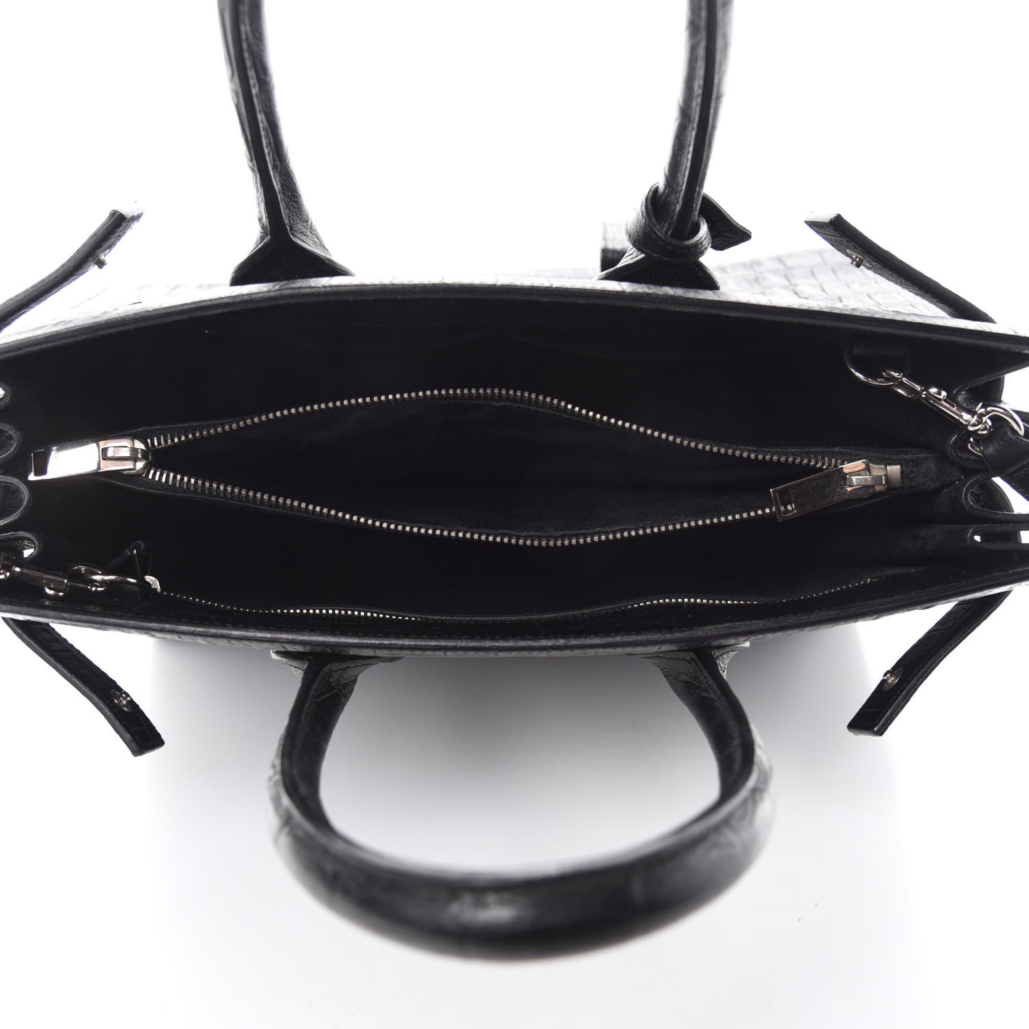 Saint Laurent Calfskin Crocodile Embossed Small Sac De Jour Black 5 of 12