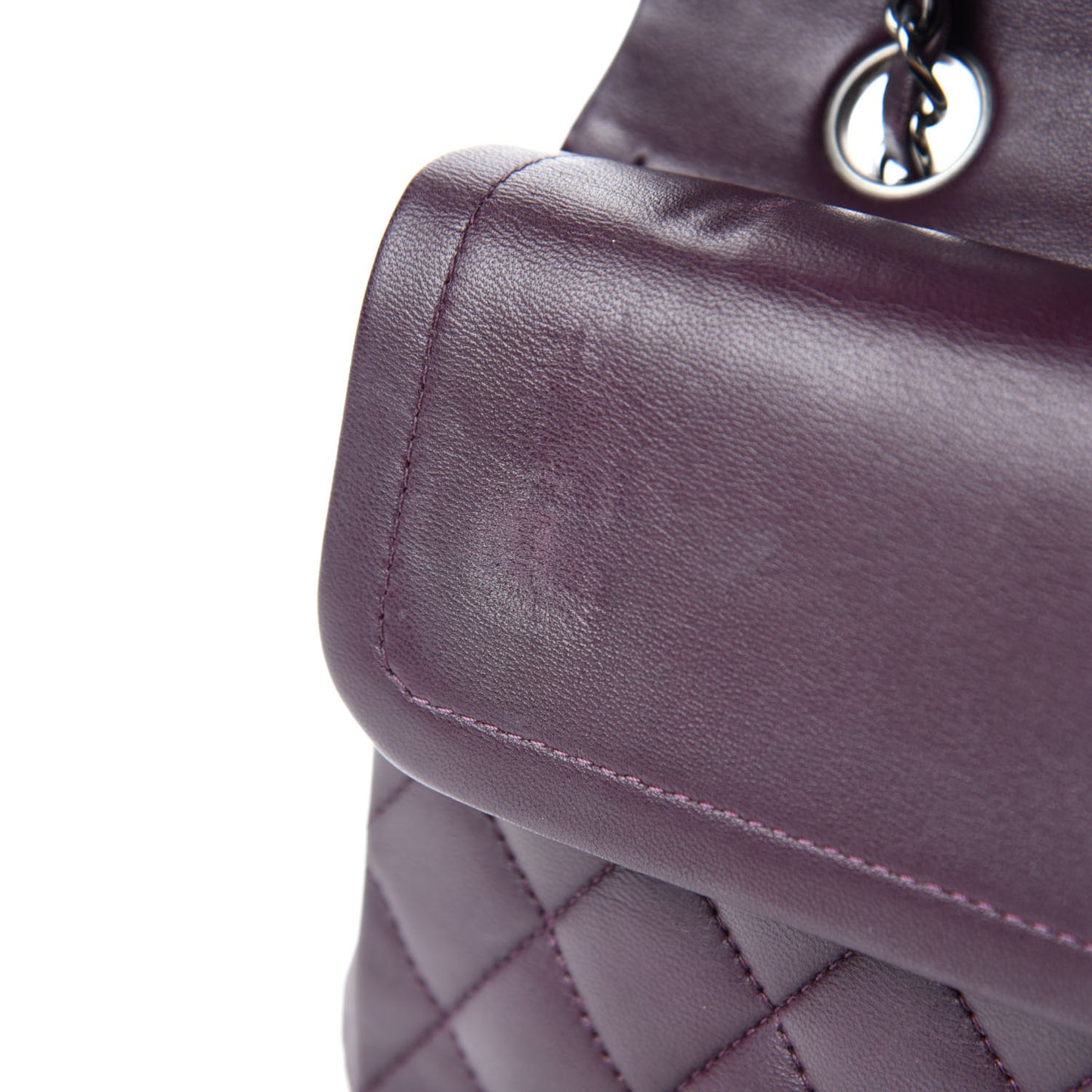 Lambskin Quilted Medium Double Flap Dark Purple