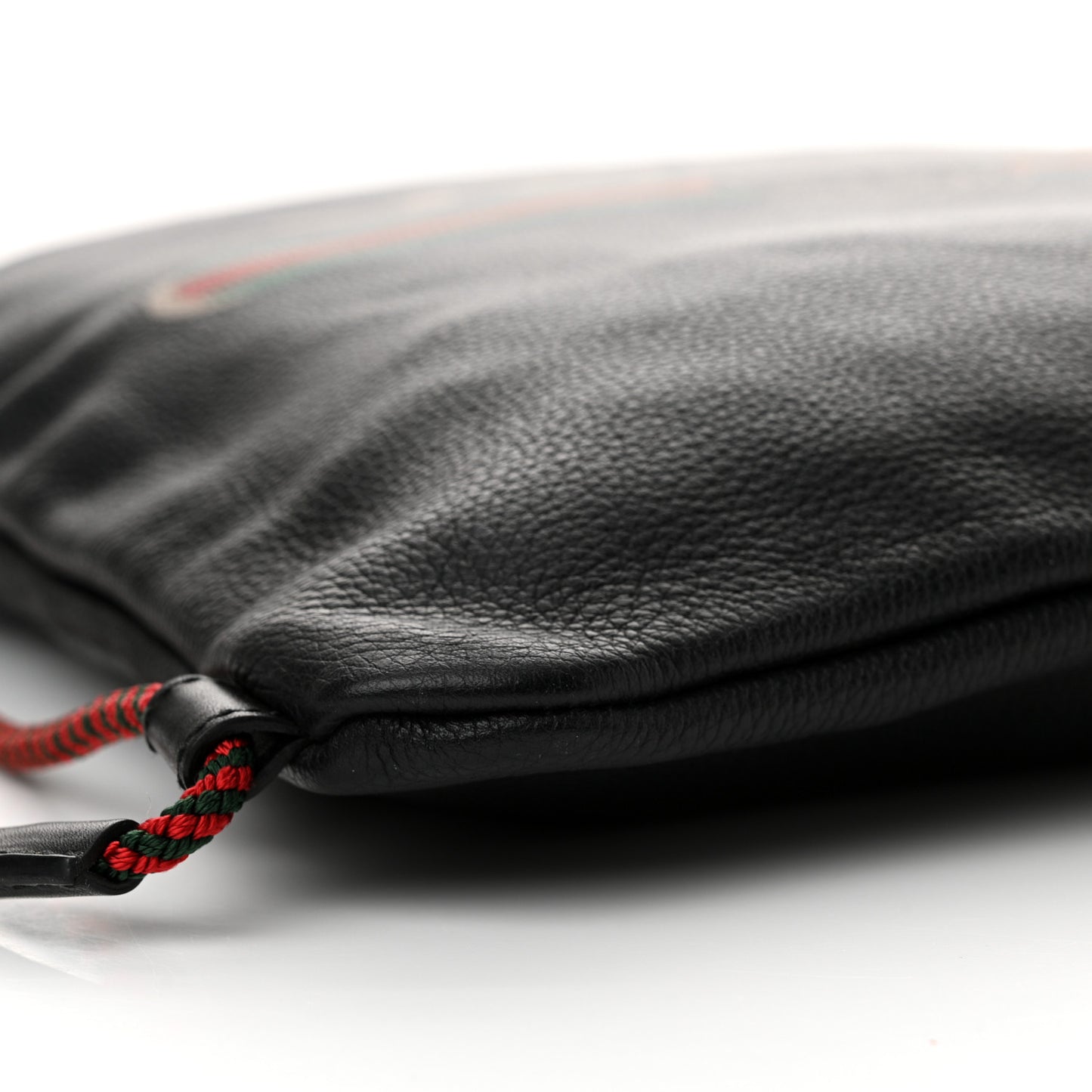 Calfskin Logo Drawstring Backpack Black