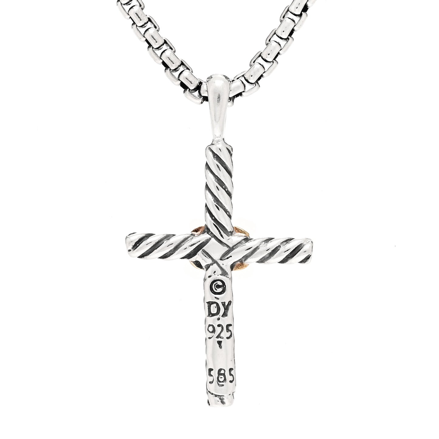 Sterling Silver 14K Yellow Gold Petite X Cross Pendant Necklace