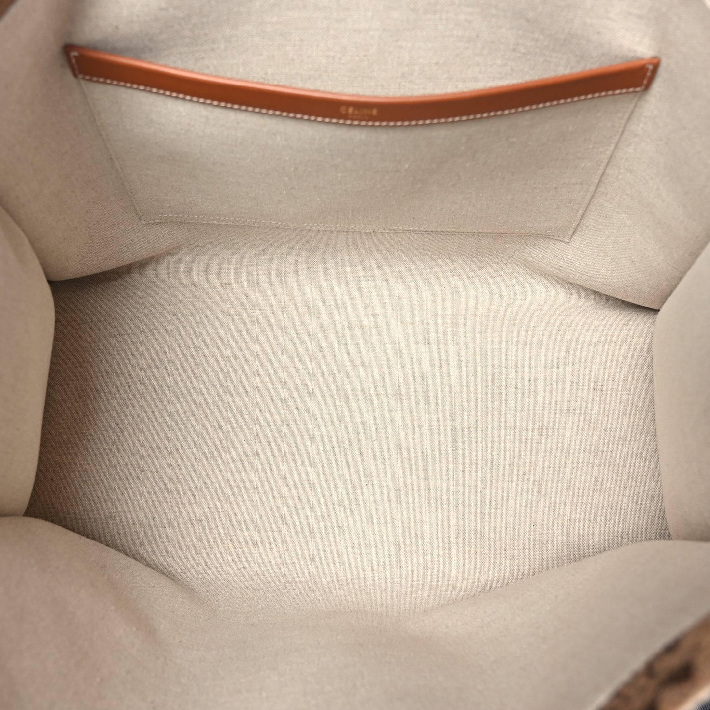 Canvas Calfskin Triomphe Large Cabas Thais Camel