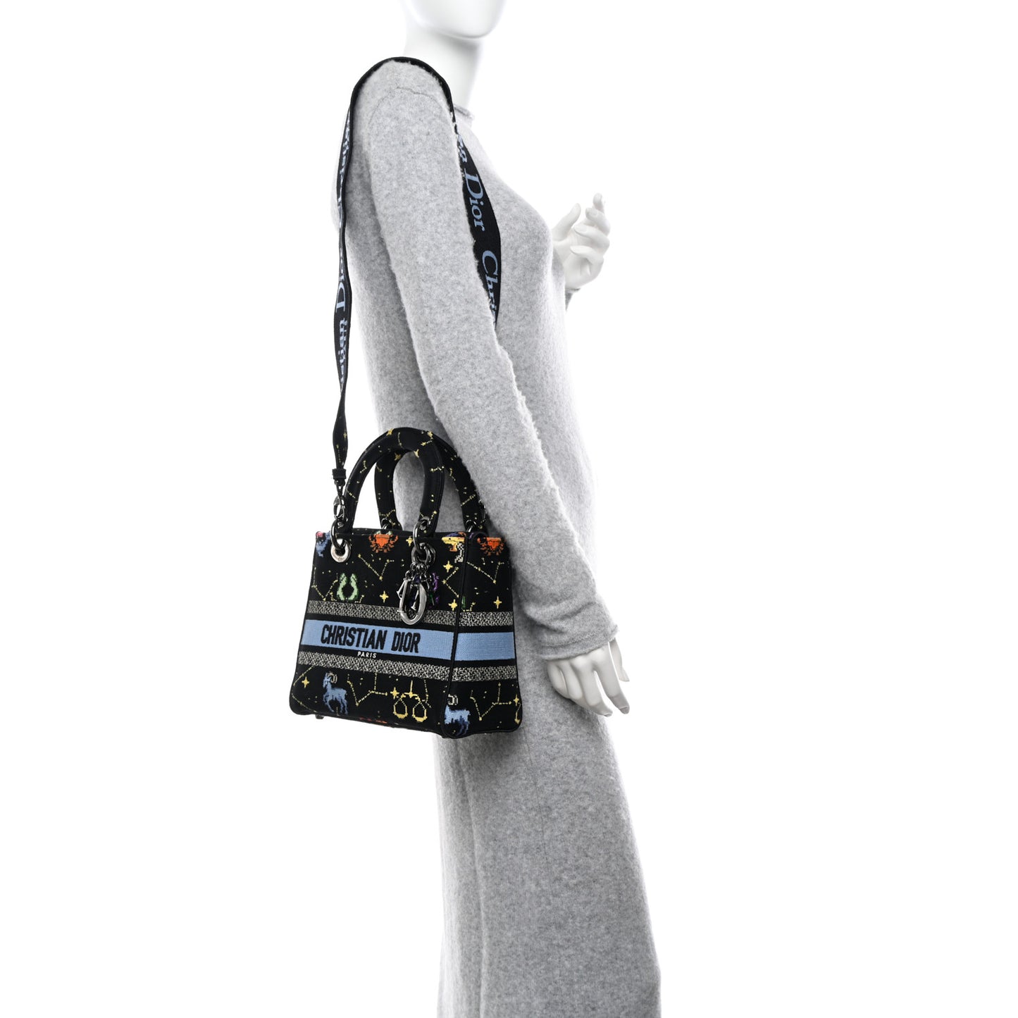Canvas Pixel Zodiac Embroidered Medium Lady D-Lite Nero Multicolor