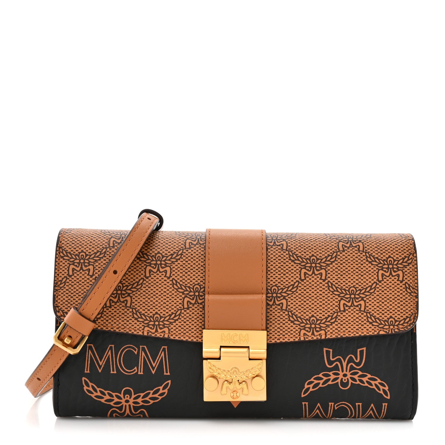 MCM Lauretos Visetos Monogram Mini Tracy Crossbody Bag Black