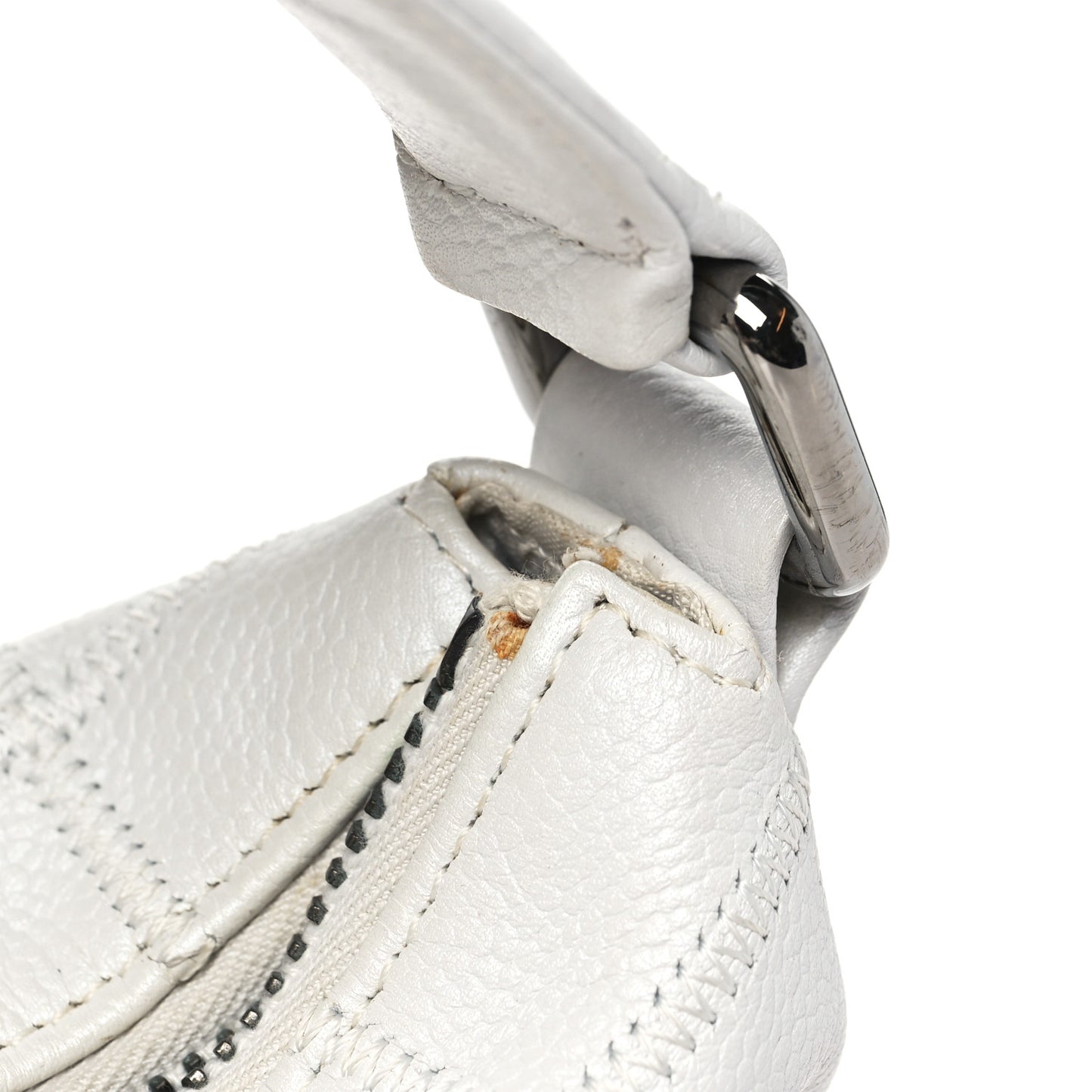 Caviar Square Stitched Bag White