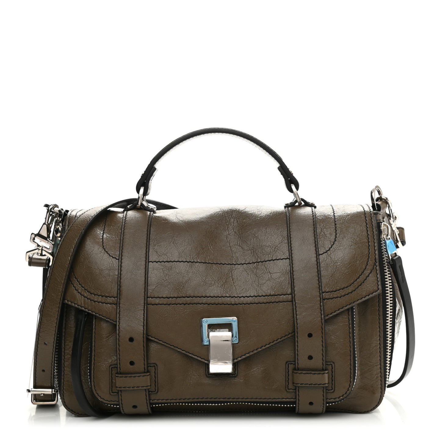 Calfskin Medium Contrast Stitching PS1 Satchel Bay Leaf