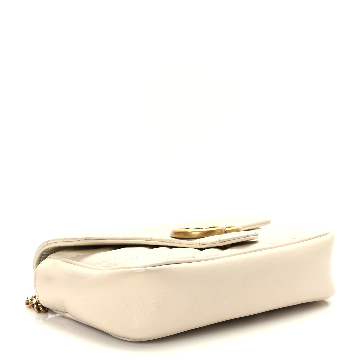 Gucci Calfskin Matelasse Super Mini GG Marmont Shoulder Bag White 4 of 10