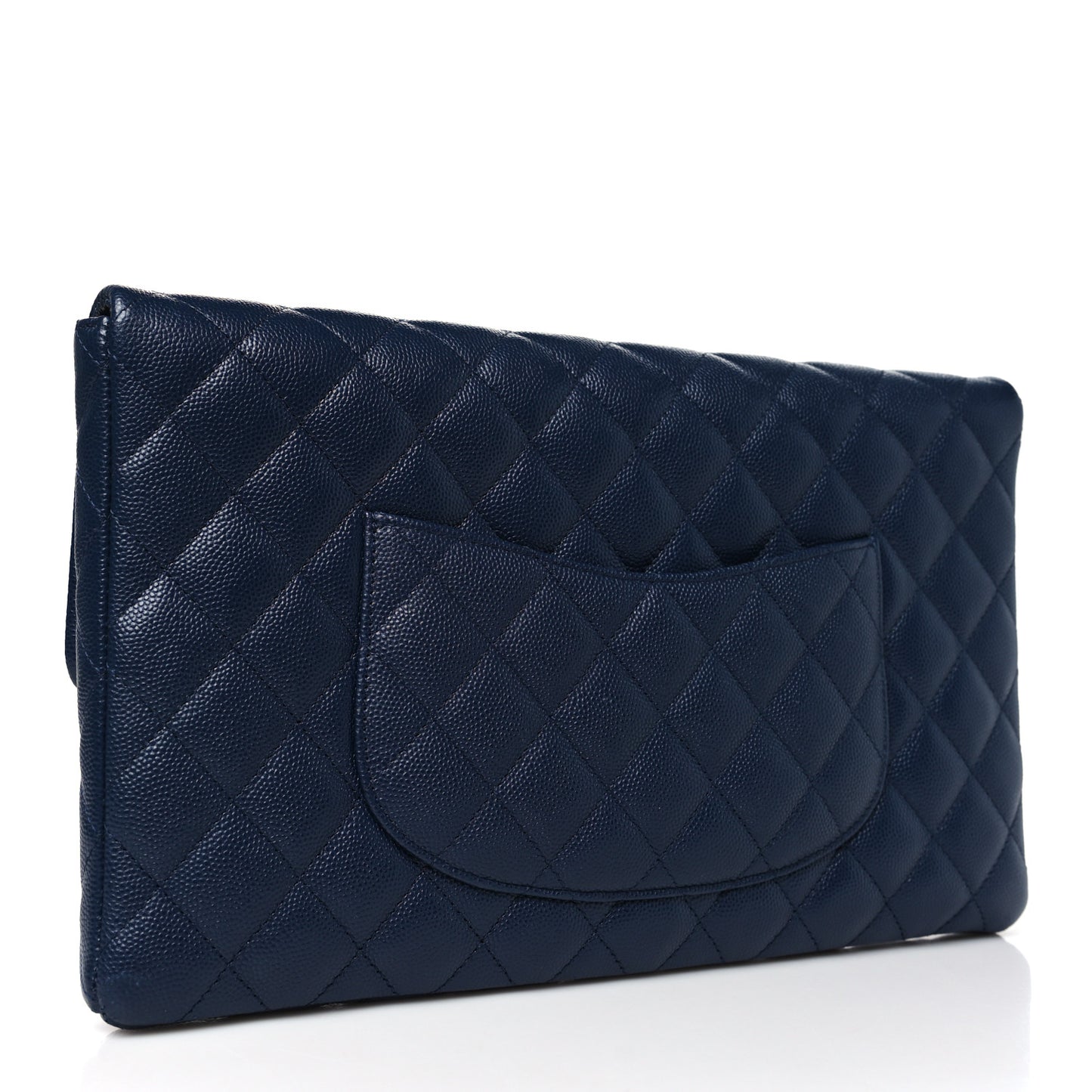 Caviar Quilted Flap Clutch Navy Blue