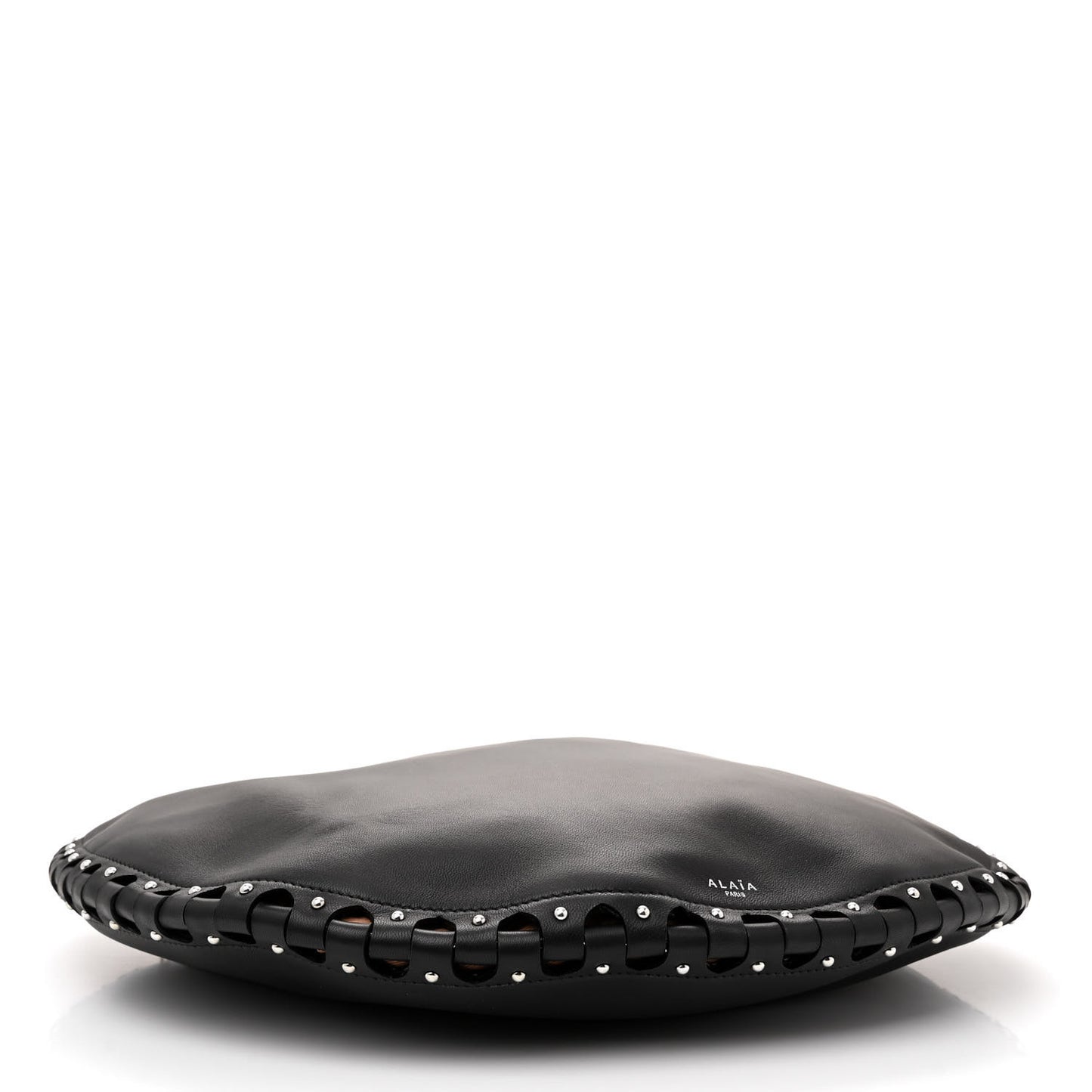 Lambskin Studded Large Demi Lune Bag Black