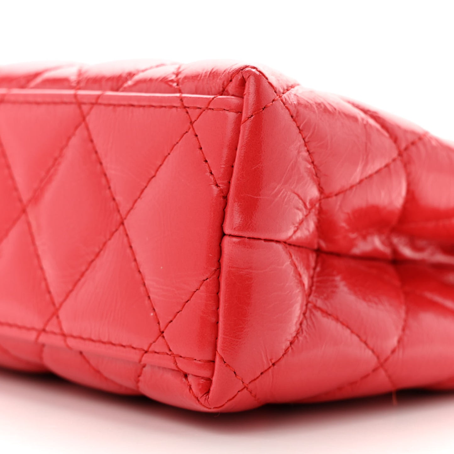 Shiny Aged Calfskin Quilted Nano Kelly Shopper Red