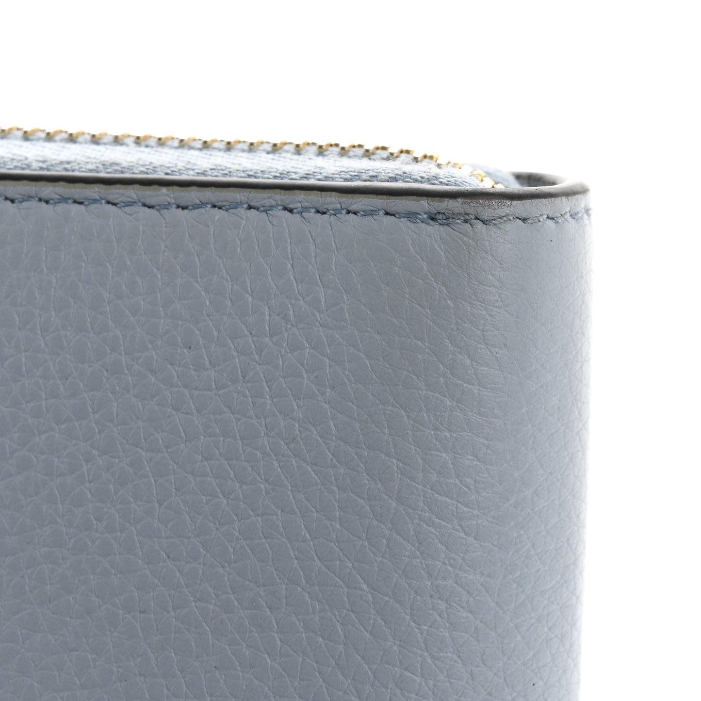 Grained Calfskin Virtus Zip Around Wallet Light Blue