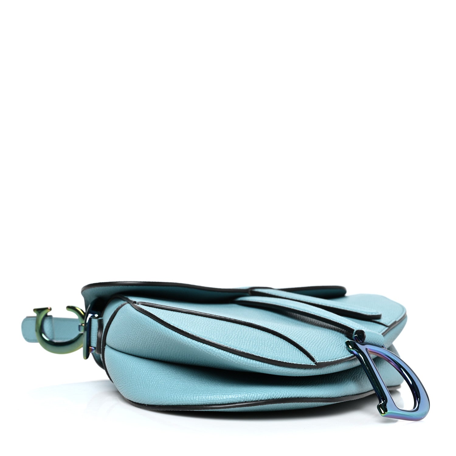 Christian Dior Grained Calfskin Saddle Bag Azure Blue 4 of 10