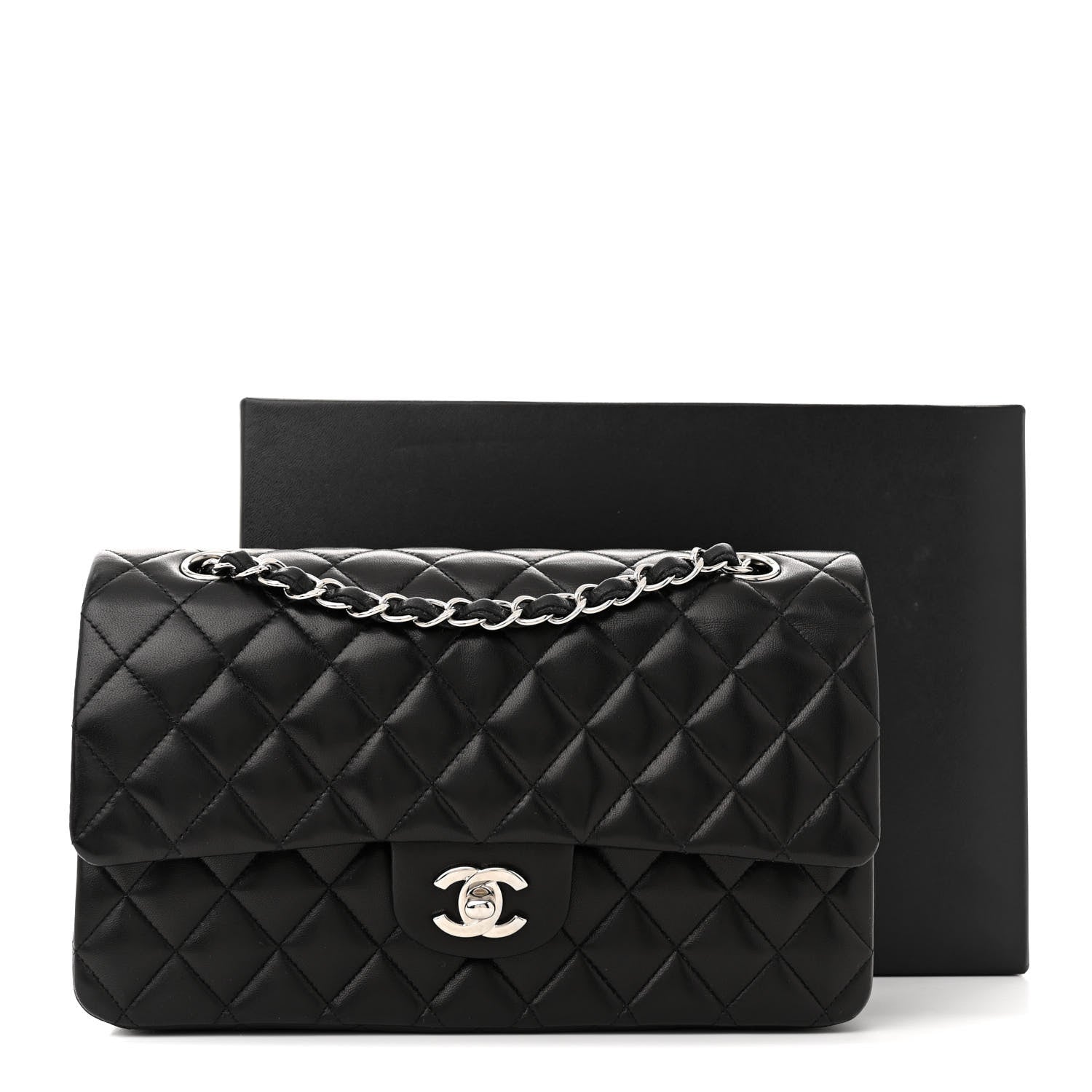 Chanel Lambskin Quilted Medium Double Flap Black 11 of 11