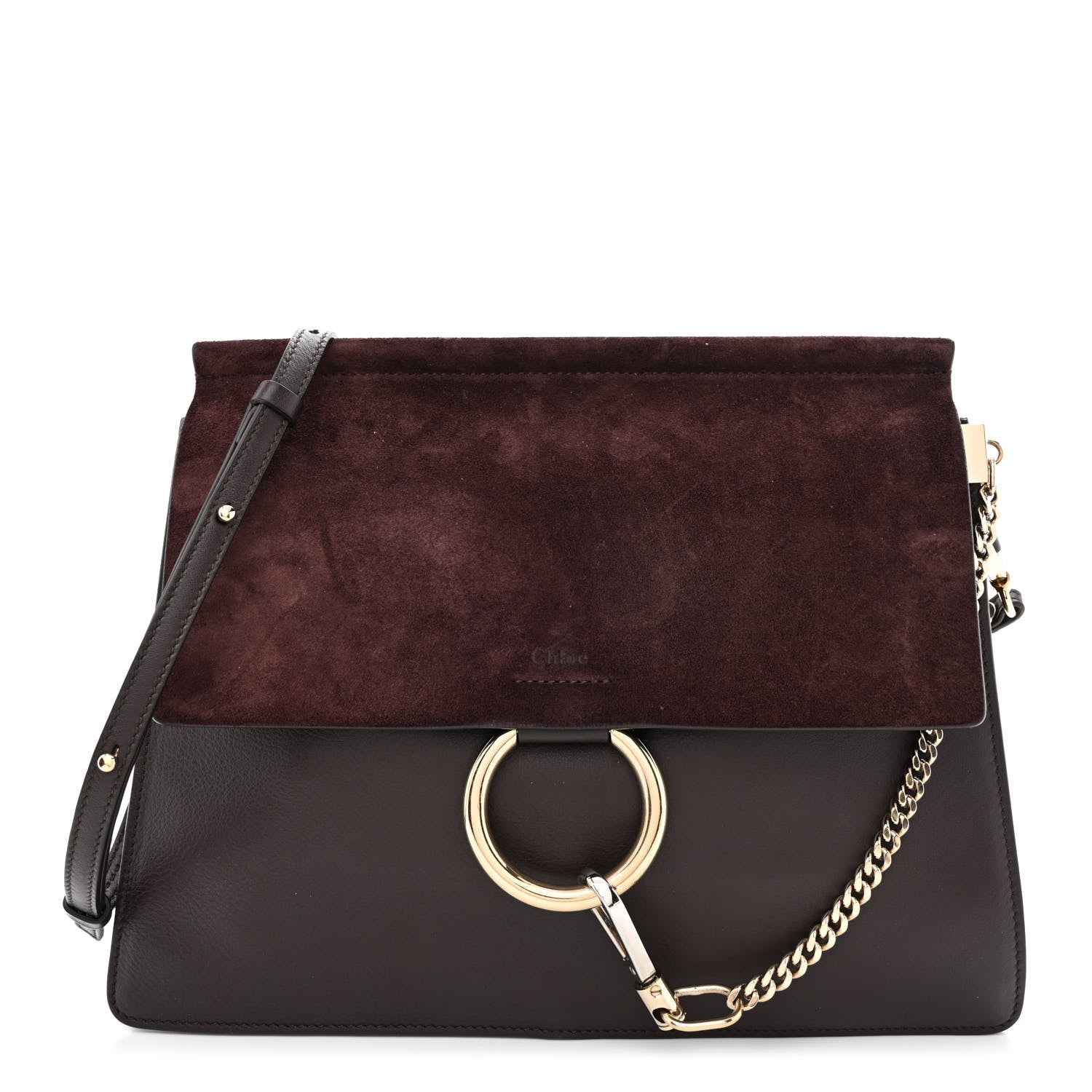 Chloe Calfskin Suede Medium Faye Shoulder Bag Dark Purple 1 of 12