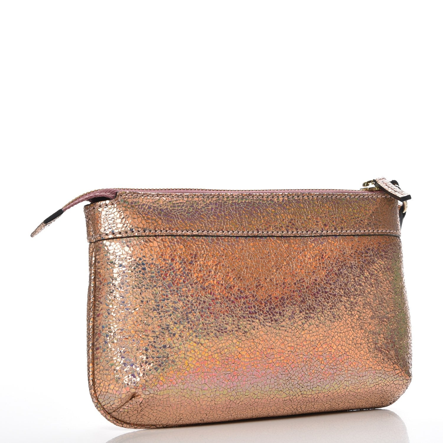 Gucci Metallic Crackled Calfskin Wristlet Salmone 3 of 8
