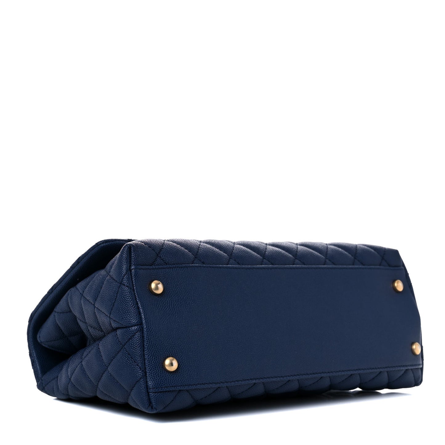Caviar Lizard Embossed Quilted Small Coco Handle Flap Dark Blue