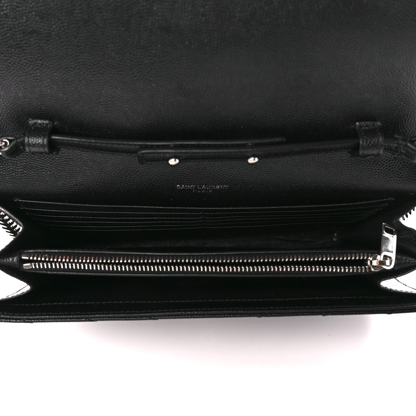 Grain De Poudre Matelasse Chevron Monogram Chain Wallet Black