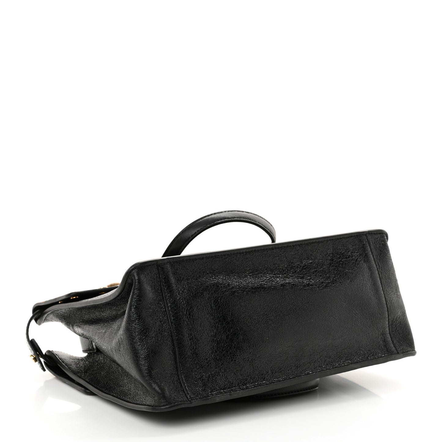 Agnello Old Shine Vitello Go Rain Large Flip Tote Black Marrone