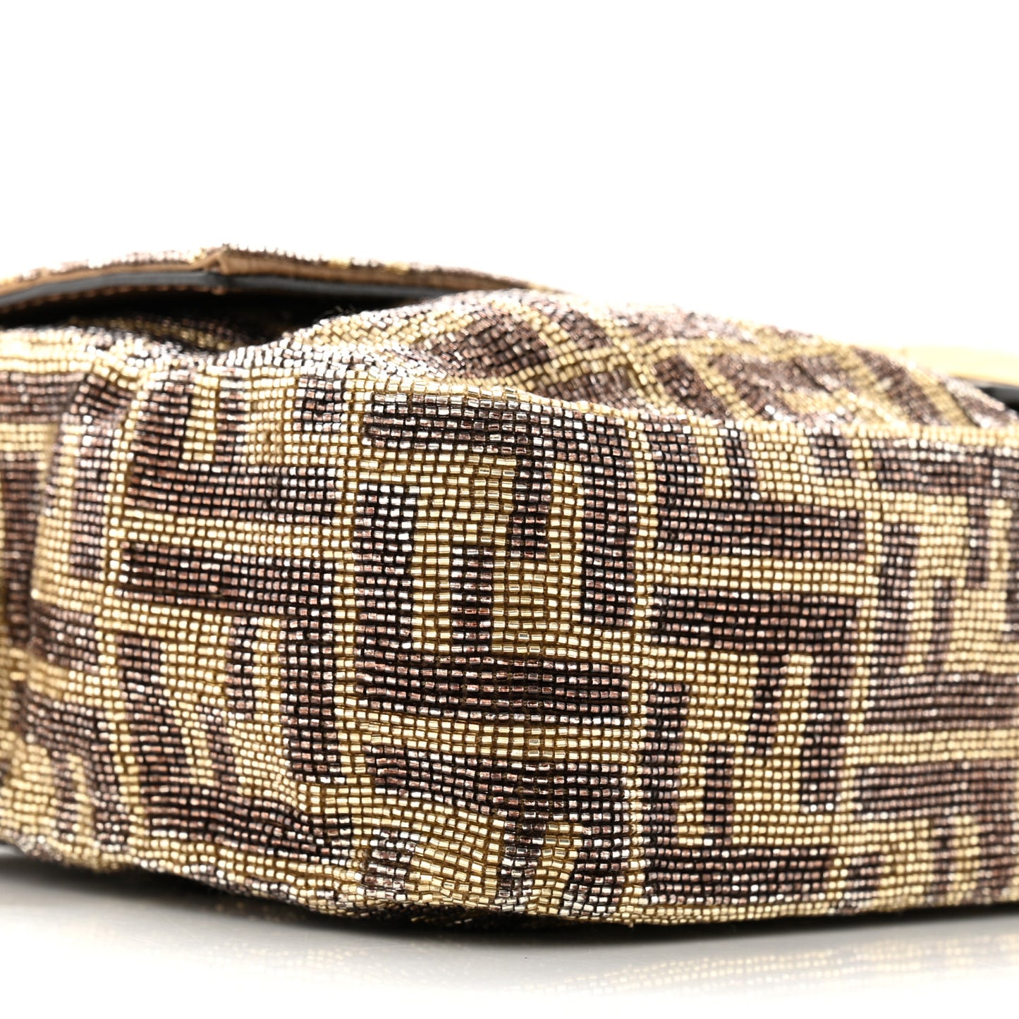 Vitello King Beaded Zucca Baguette Mogano Panna Ebano
