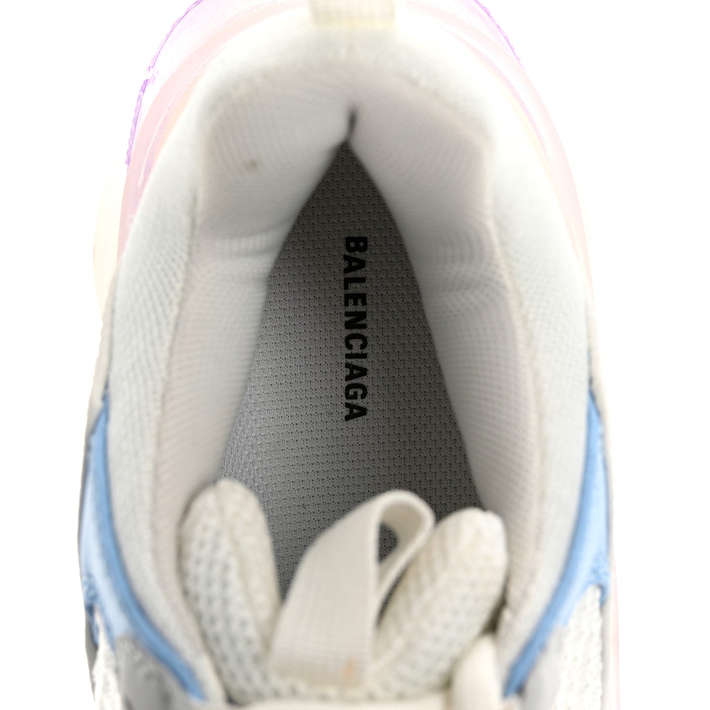 Fabric Mesh Clear Sole Womens Triple S Sneakers 36 Light Blue Grey Lilac White