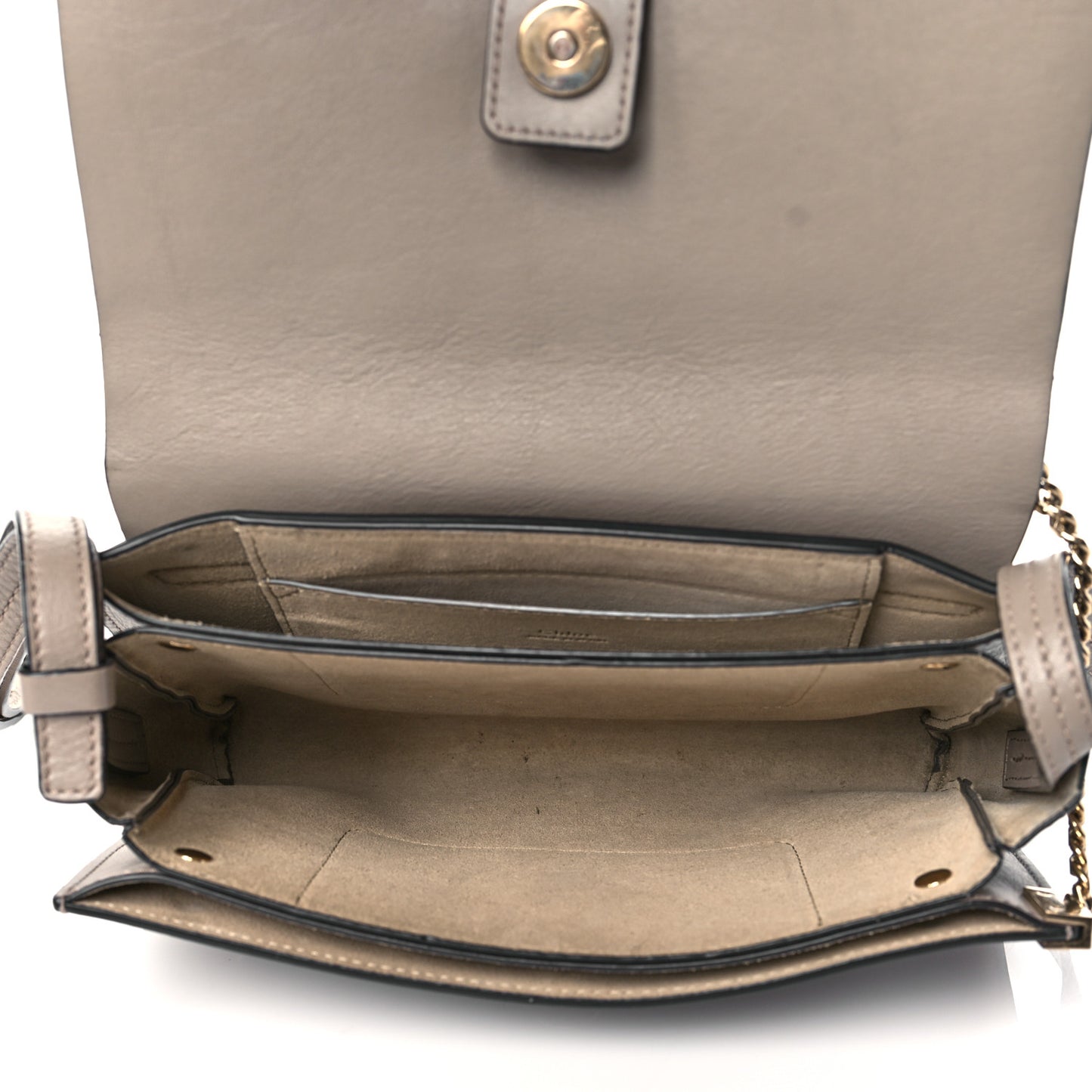 Suede Calfskin Small Faye Shoulder Bag Motty Grey