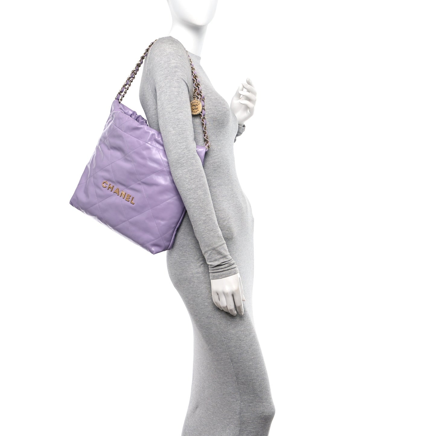 Shiny Calfskin Quilted Small Chanel 22 Light Purple