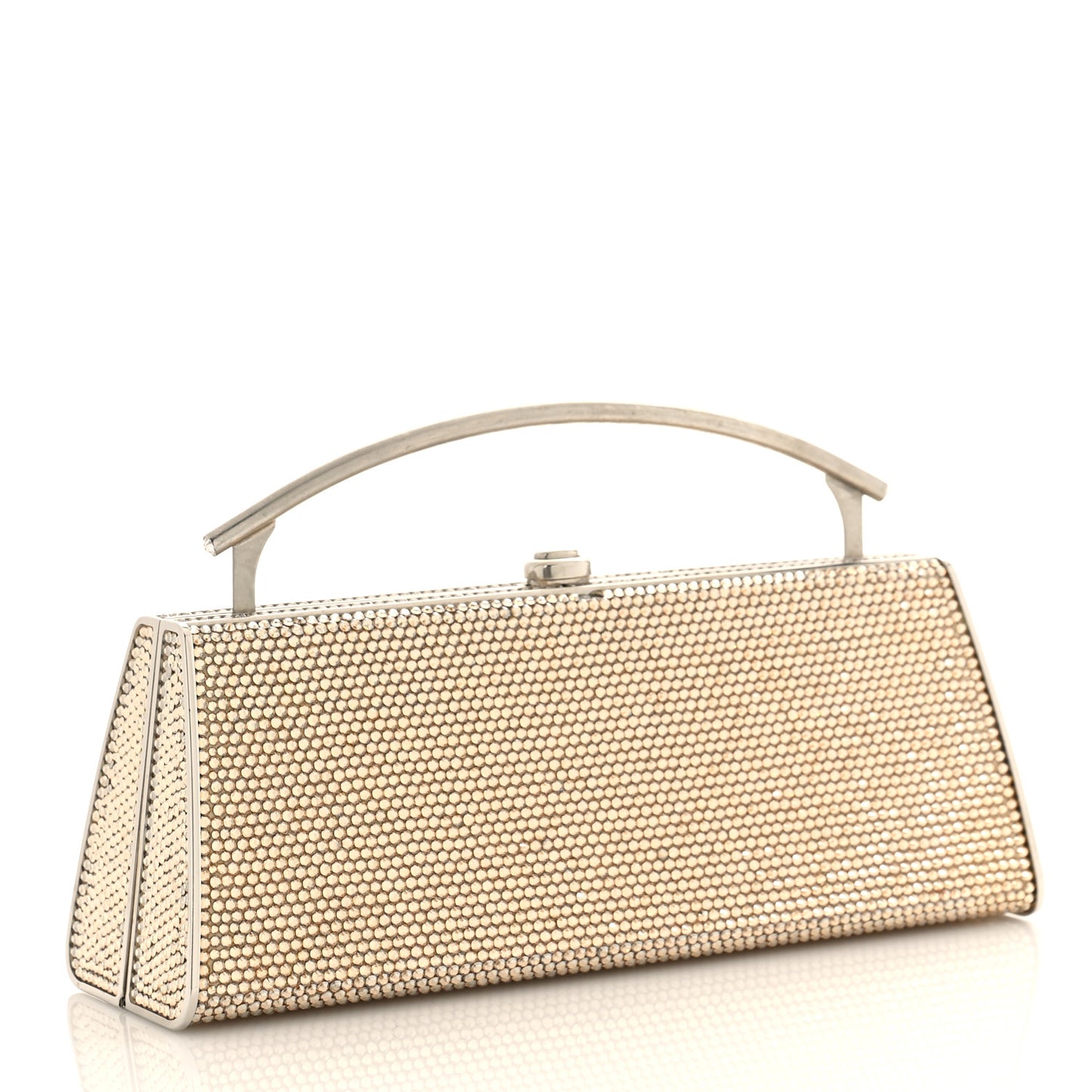 Swarovski Crystal Top Handle Minaudiere Clutch Gold
